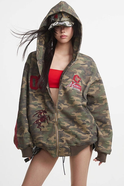 Camouflage Hooded Zip Jacket