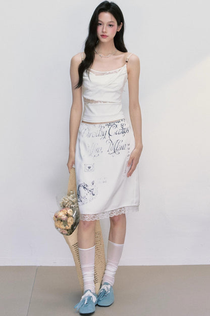 Satin Lace Fawn Skirt