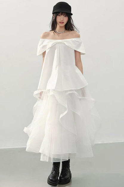 White Sweet Cool Off-Shoulder Blouse