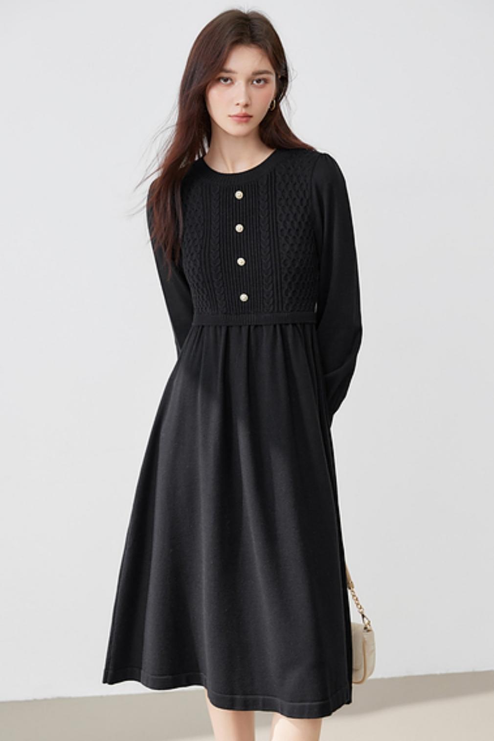 French Knit Sweater Waist Dress