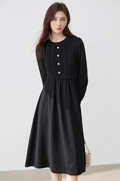 French Knit Sweater Waist Dress