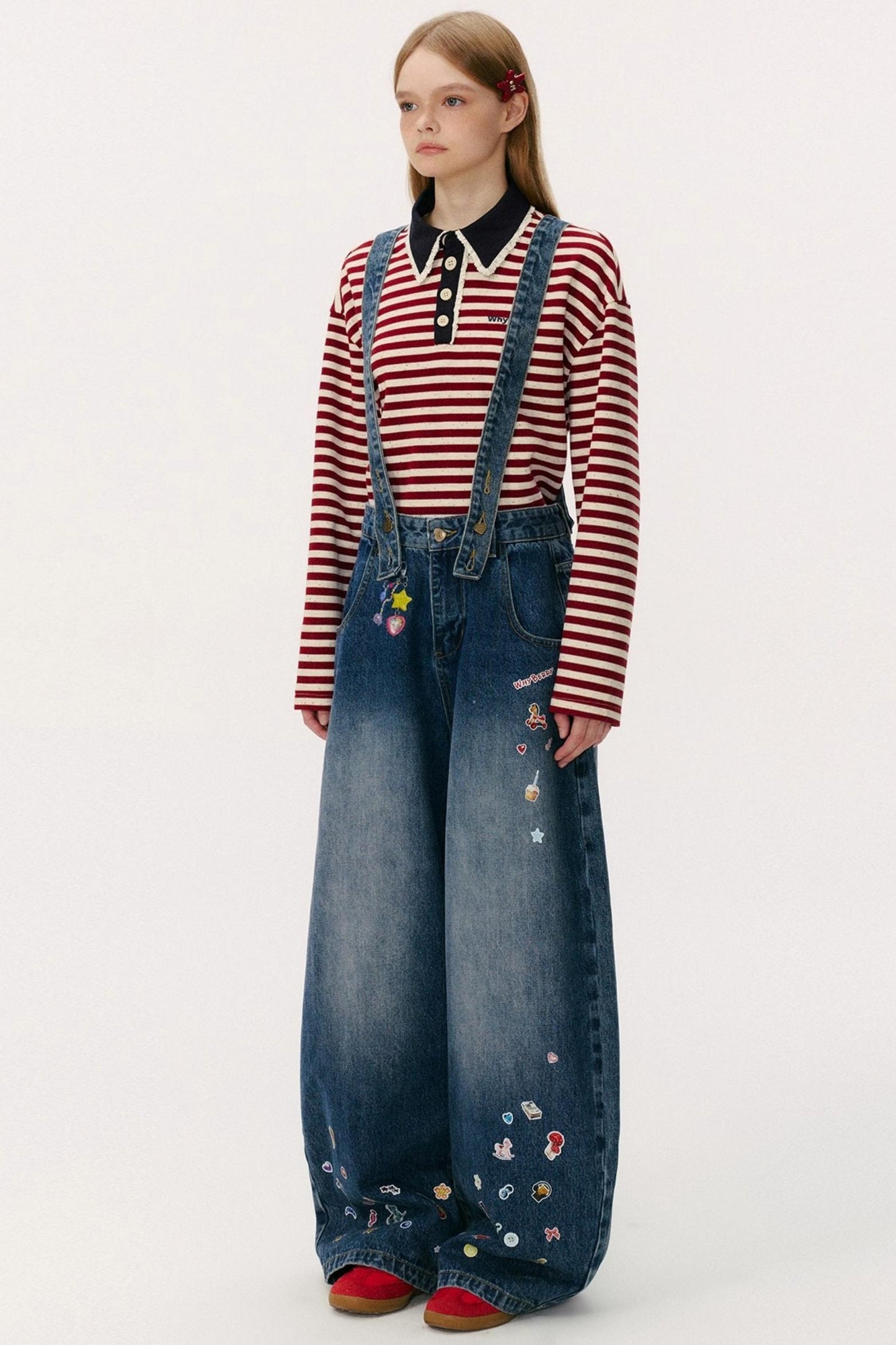 Vintage Loose Denim Bib Pants
