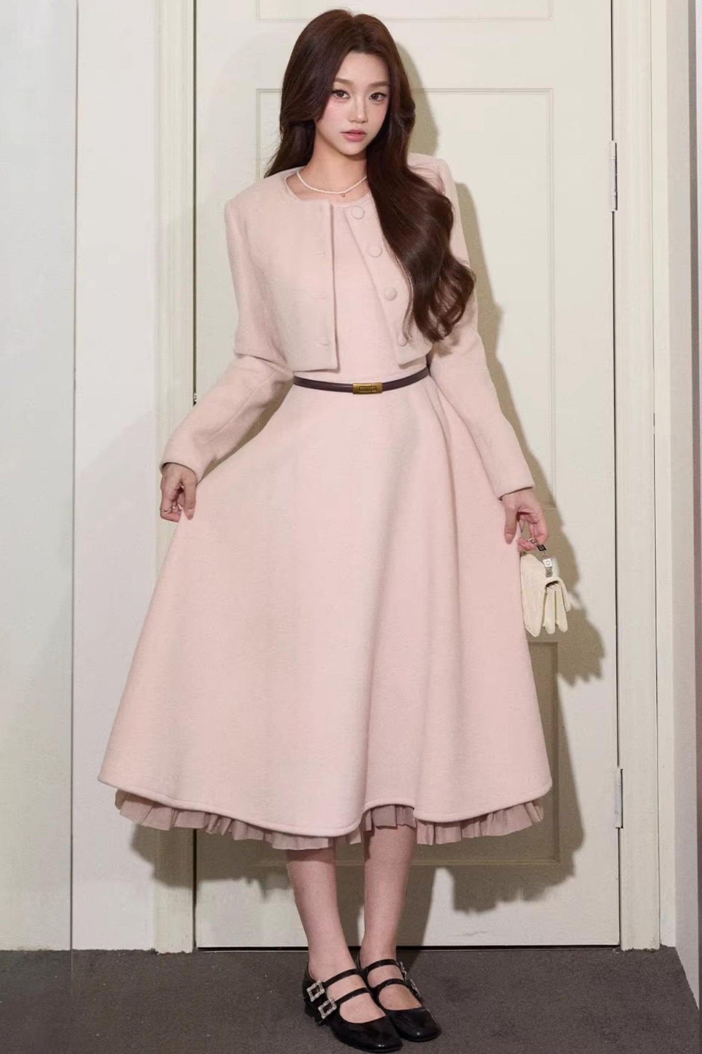 Elegant Wool Dress Short Coat Set-Up