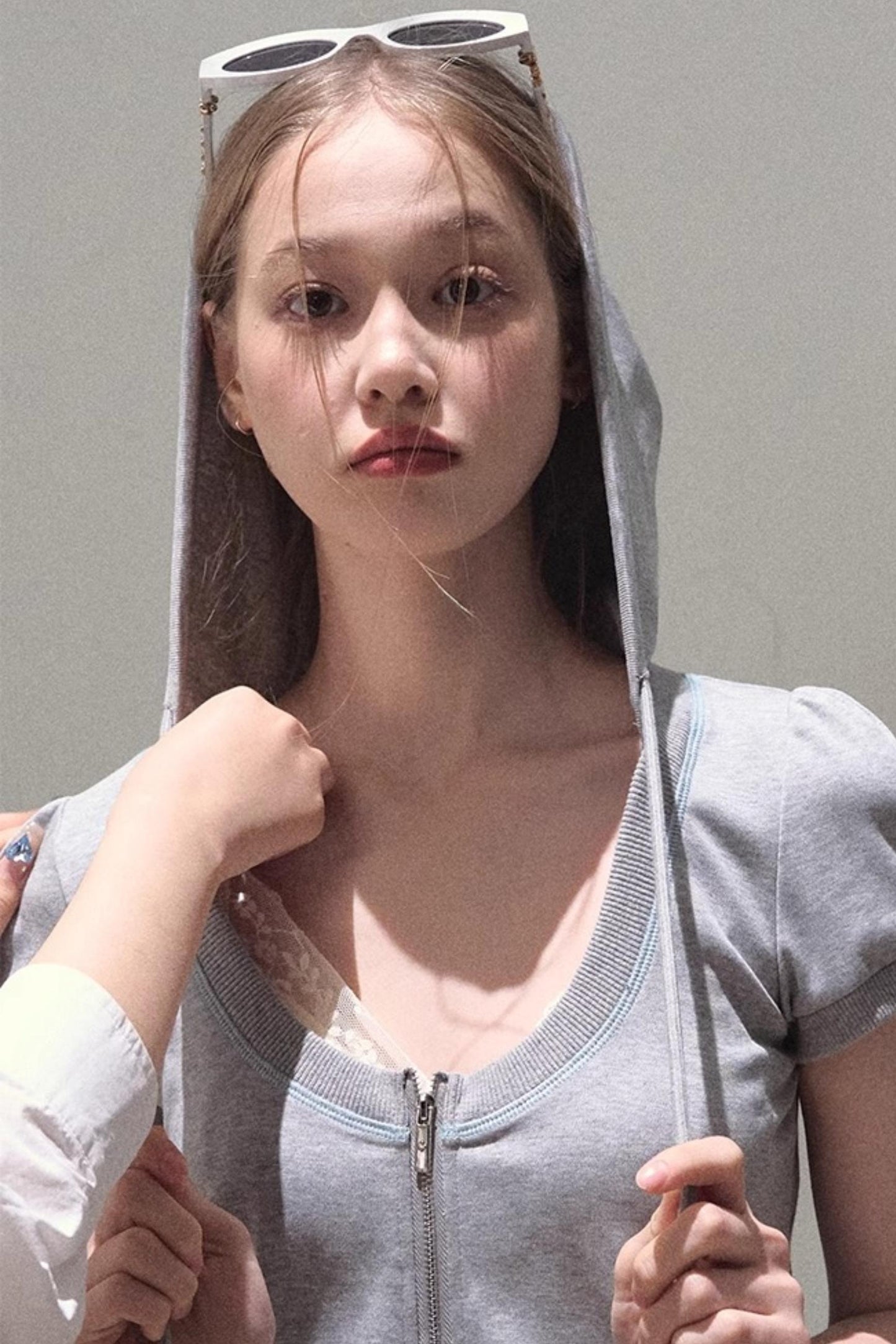 Color Block U-Neck Hooded Cardigan