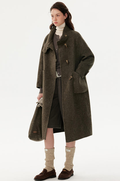 Collar Wool Reversible Coat & Bag Set