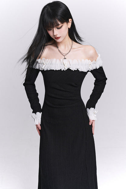 Black Off-Shoulder Long Dress