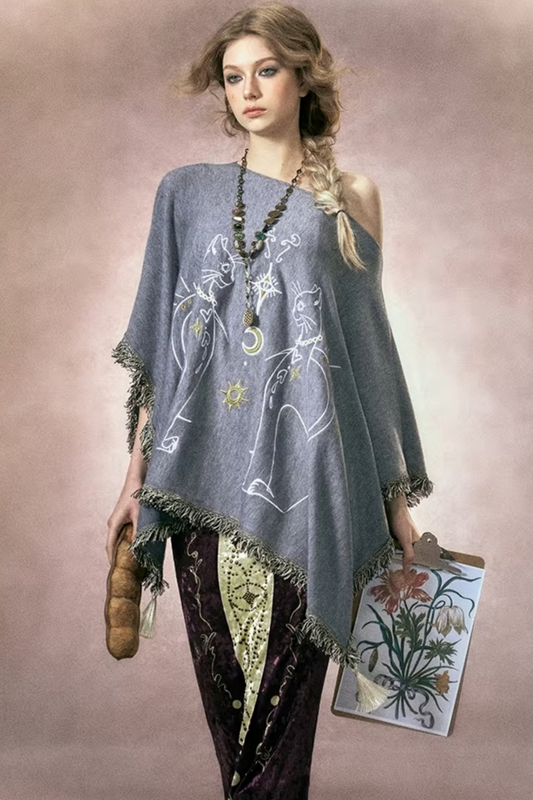 Cat Embroidery Knit Top