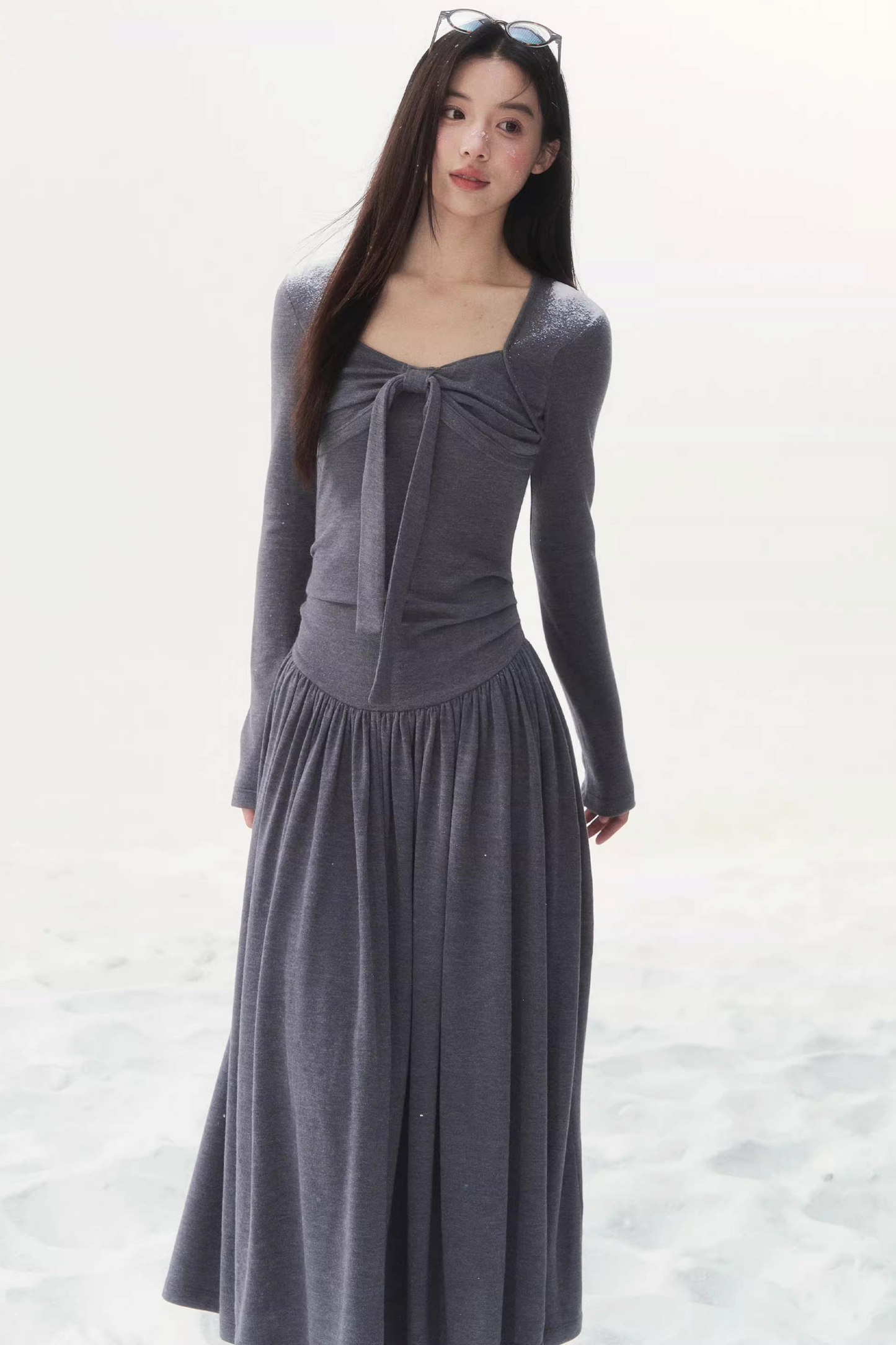 Gray Knitted Vintage Dress