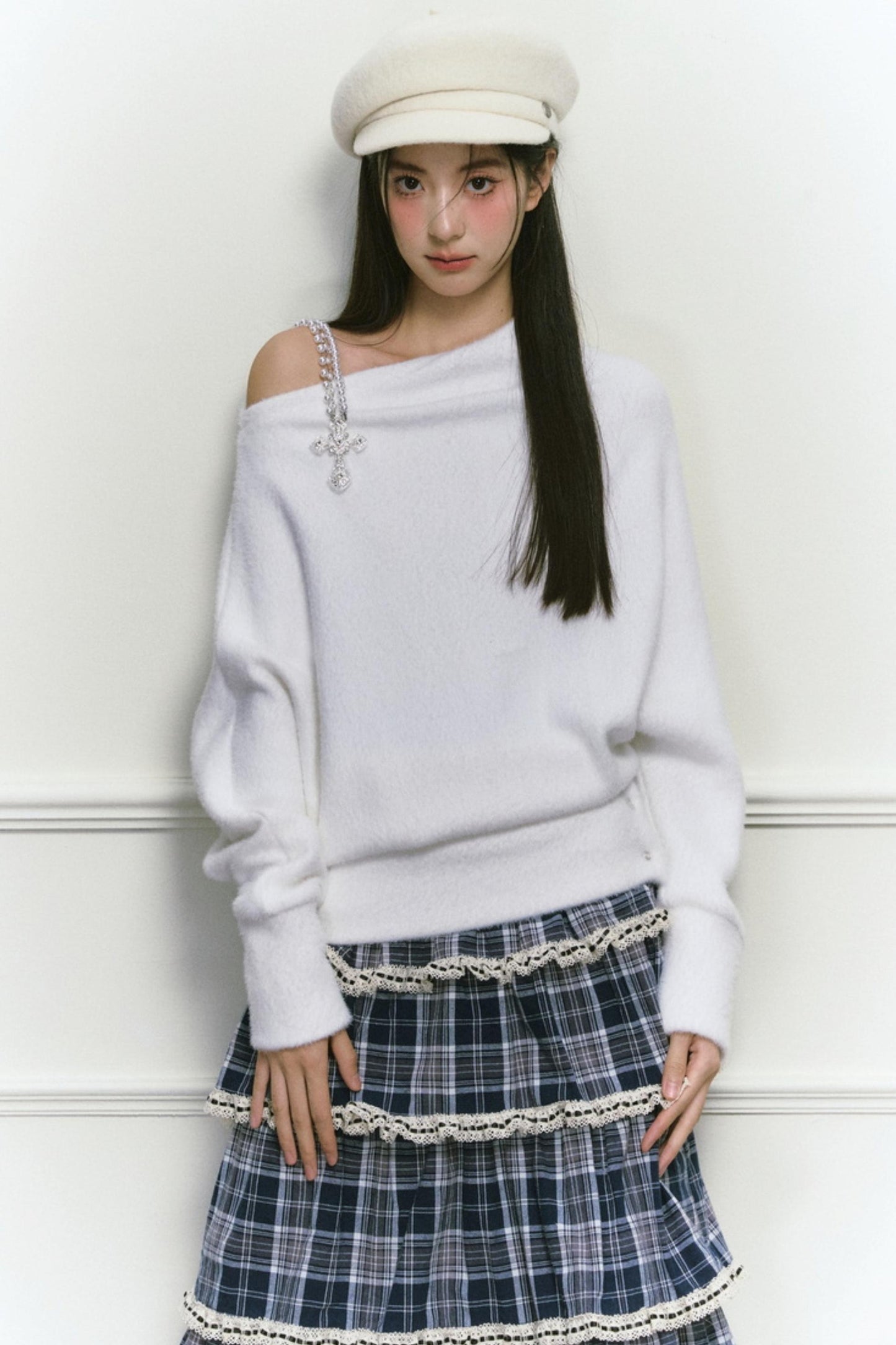 White Foaminck Slouch Sweater