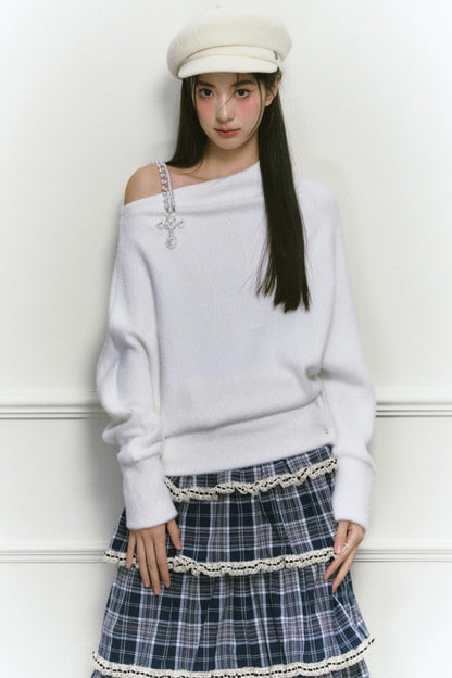 White Foaminck Slouch Sweater