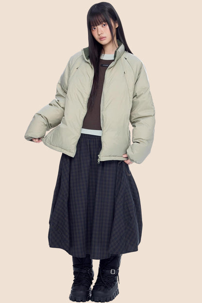 Plaid Retro White Duck Down Jacket
