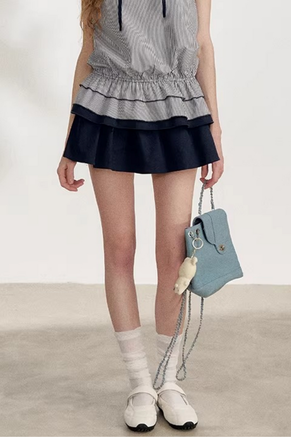 Striped Halter Top and Skirt Matching Set