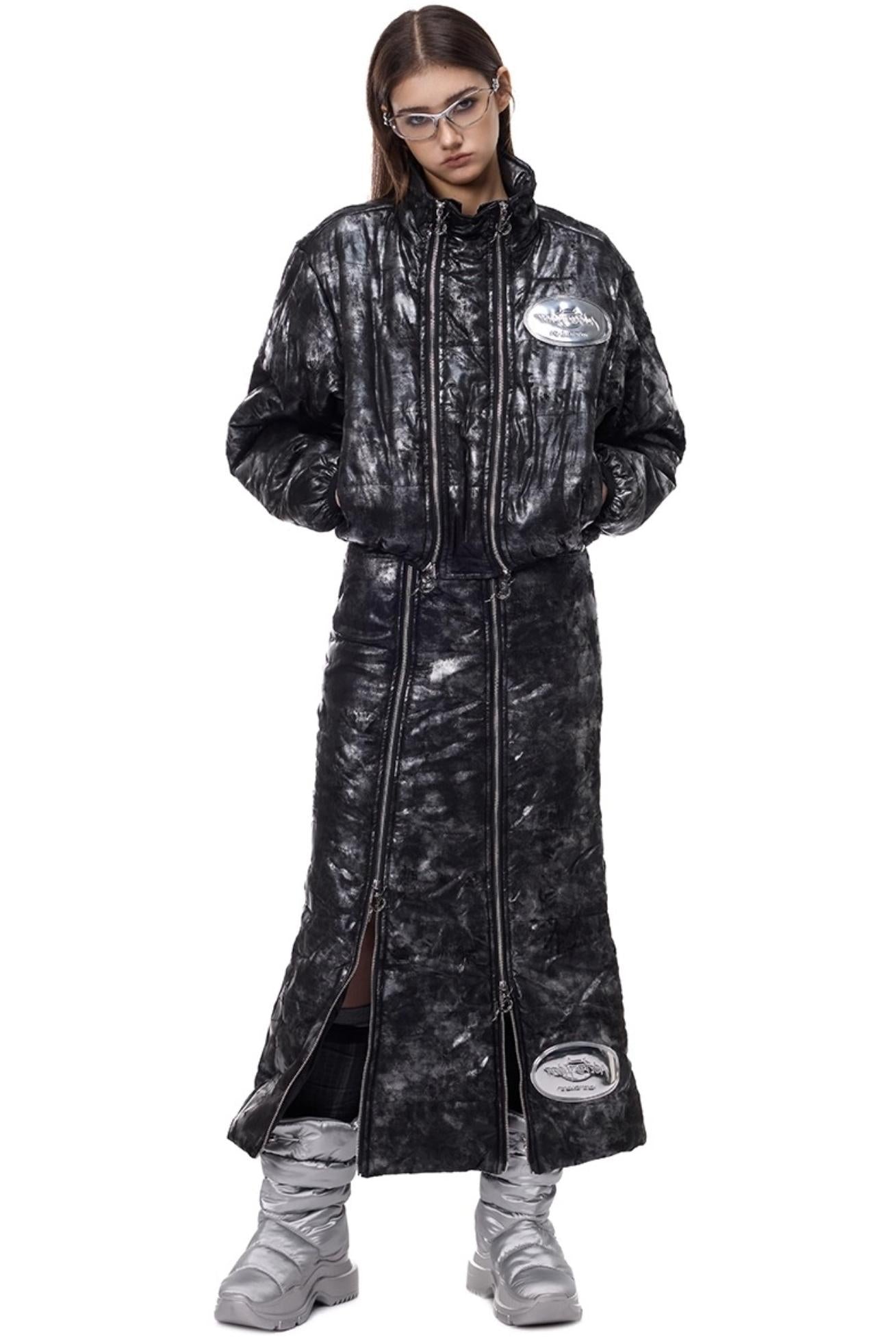 Space Black Quilted Skirt