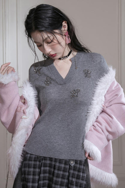 Wool Sequin Embroidered Top