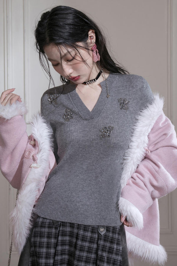 Wool Sequin Embroidered Top