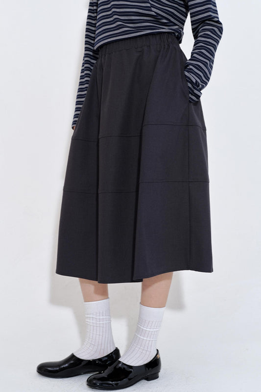 Versatile Airy Silhouette Elastic Waist Skirt