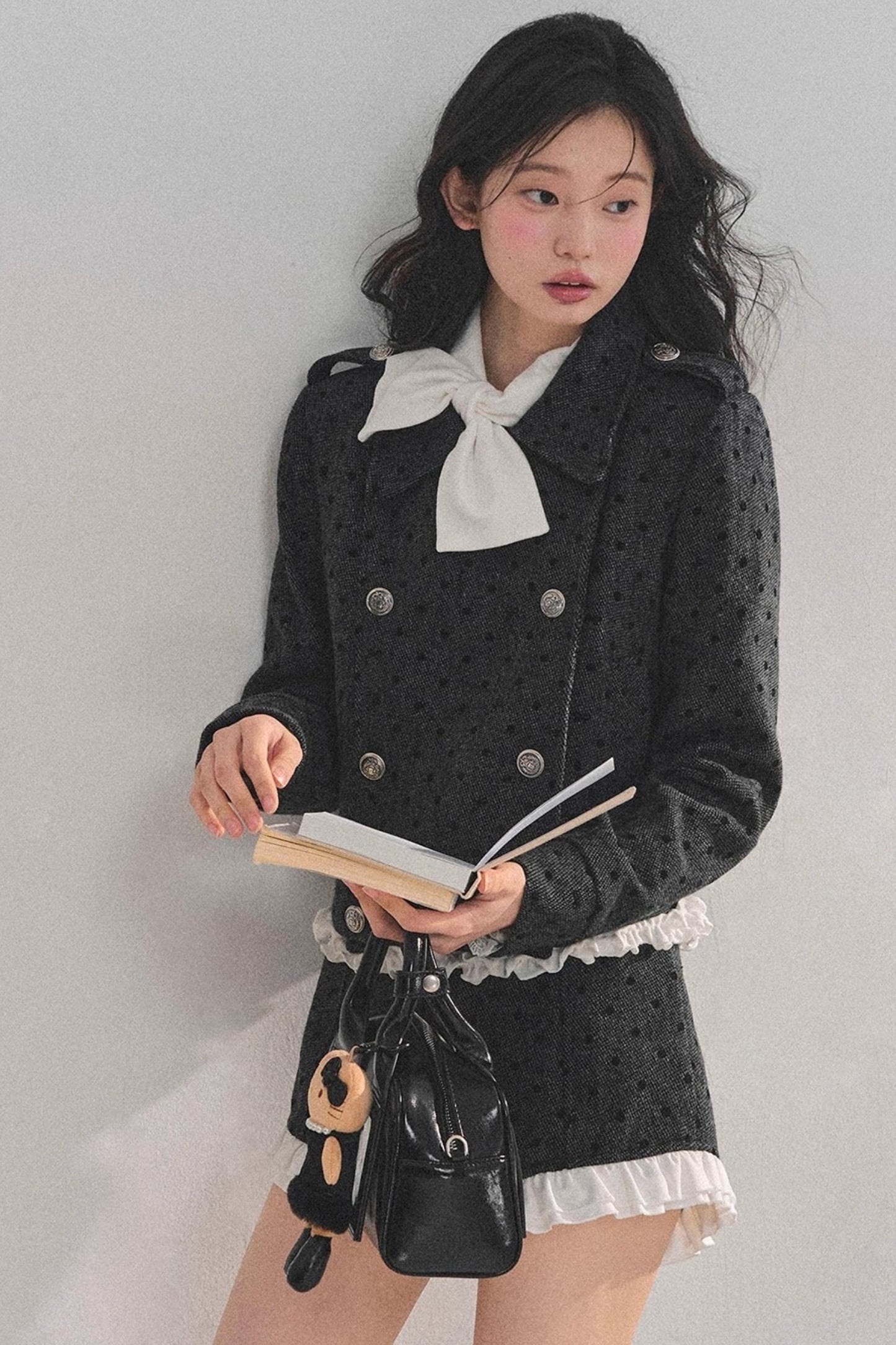 Ruffled Lace Bow Top