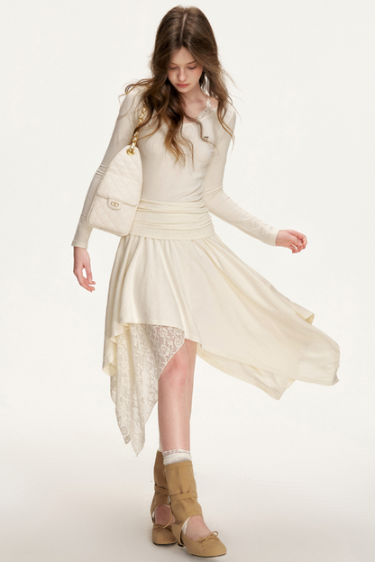 Romantic Lace Asymmetrical Dress
