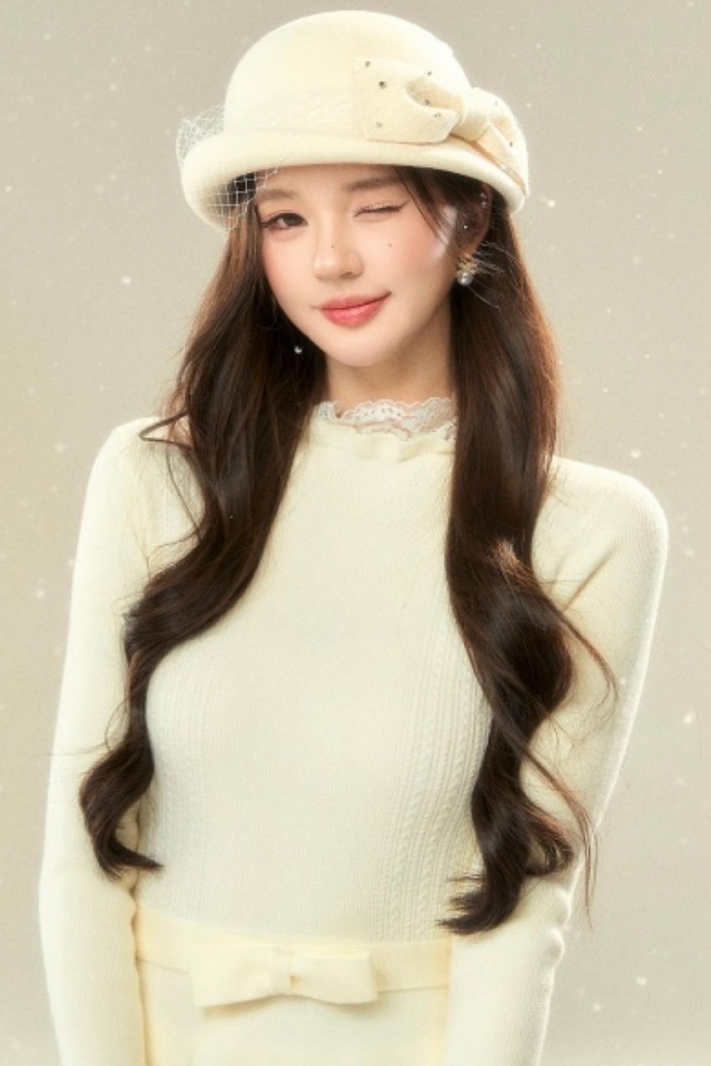 Bowknot Wool Hepburn Hat