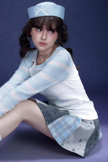 Energetic Striped Raglan Sleeve T-Shirt