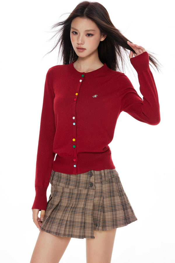 Colorful Knit Cardigan Set