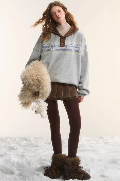 Fair Isle Hooded Top