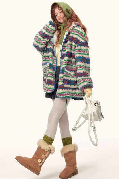 Imitation Cashmere Hooded Jacket