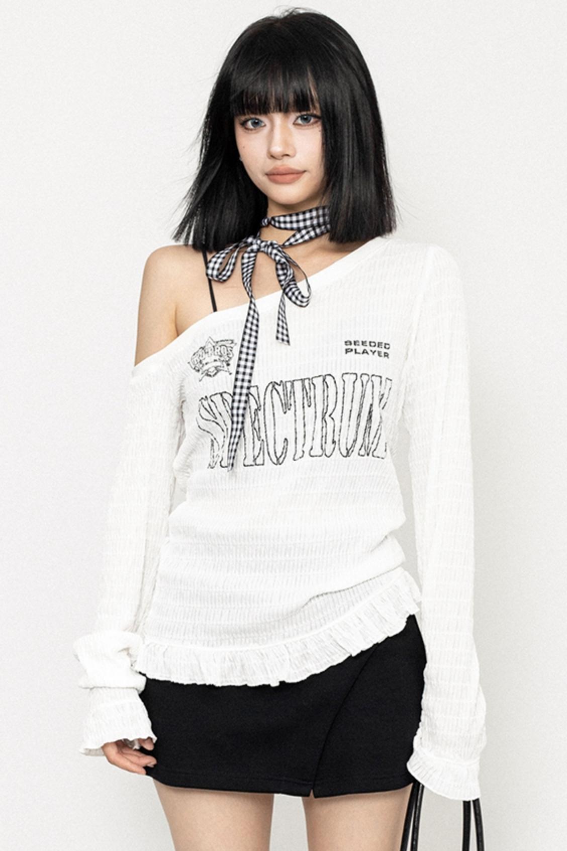 SLANTED SHOULDER FULL SLEEVE TOP