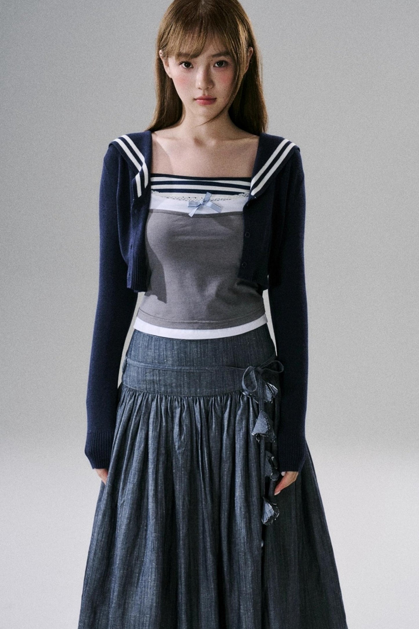 Cute Fake Two-Piece Layered Top