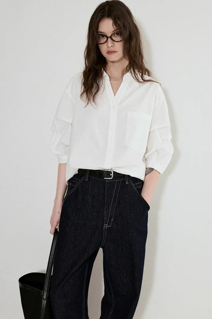 Chic V-Neck Cropped Summer Shirt
