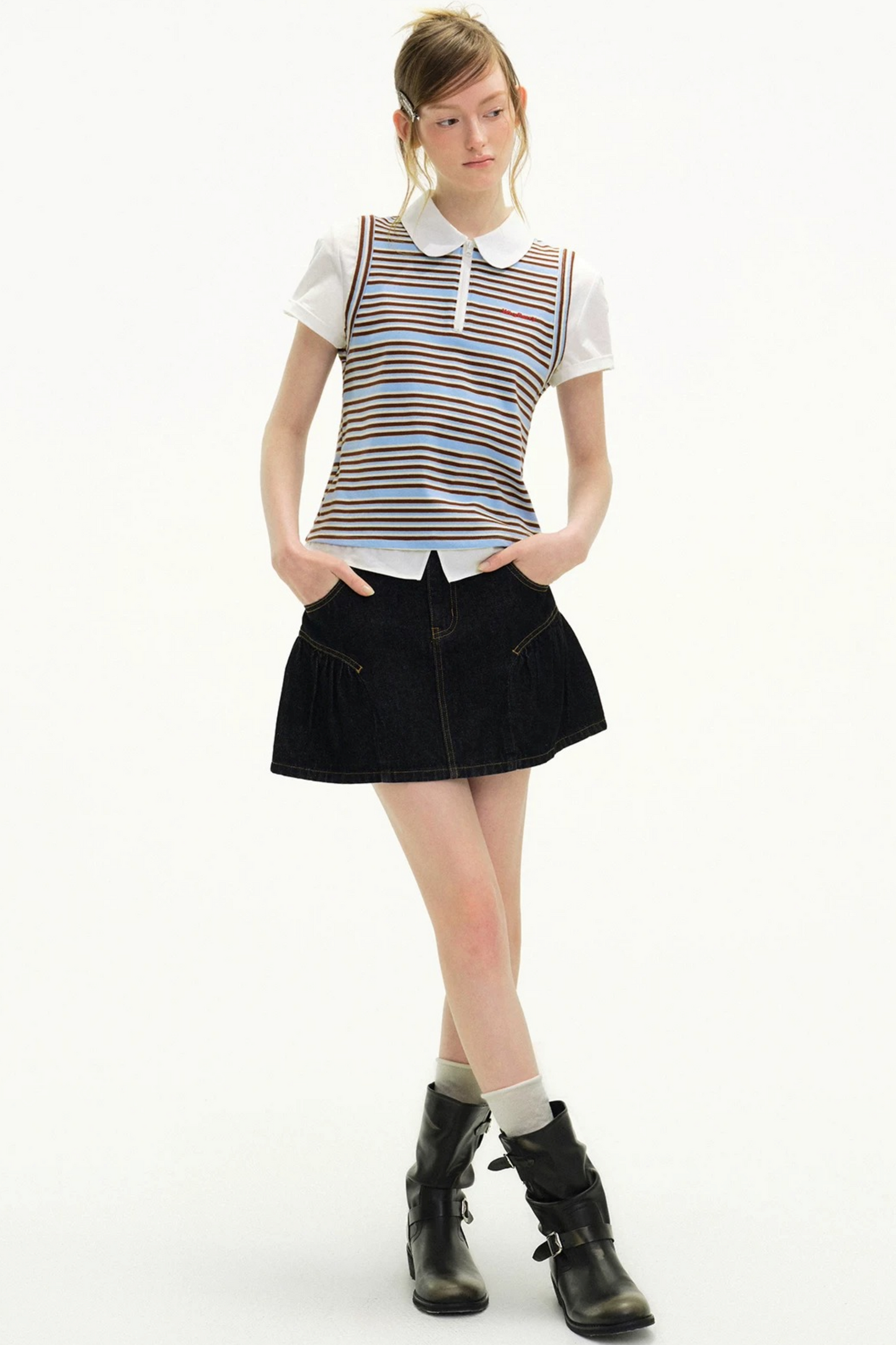 Striped Academic Polo Blouse