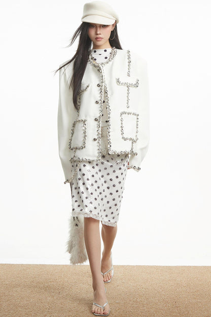 White Sequin Shoulder Jacket