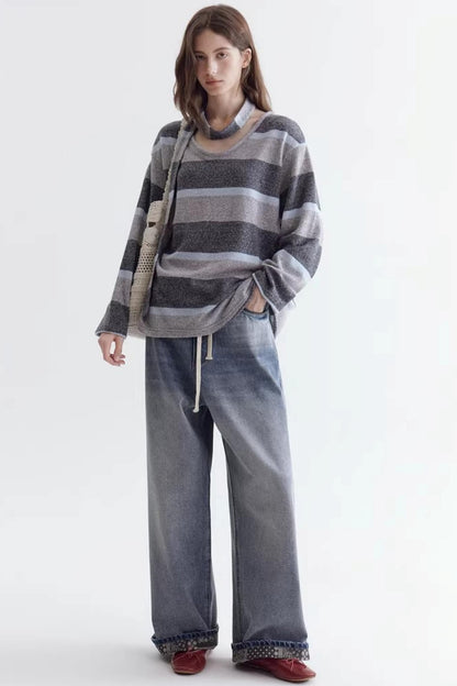 Deconstructed Ribbon Knit Sweater