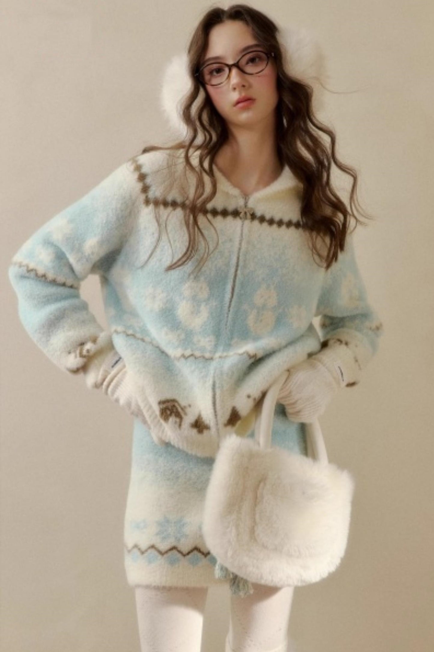 Fair Isle Mink Sweater Skirt Set-Up