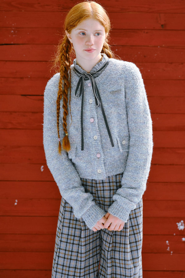 니트 짧은 가디건 