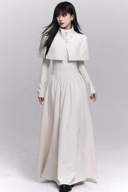 Off-White Cape Dress Set