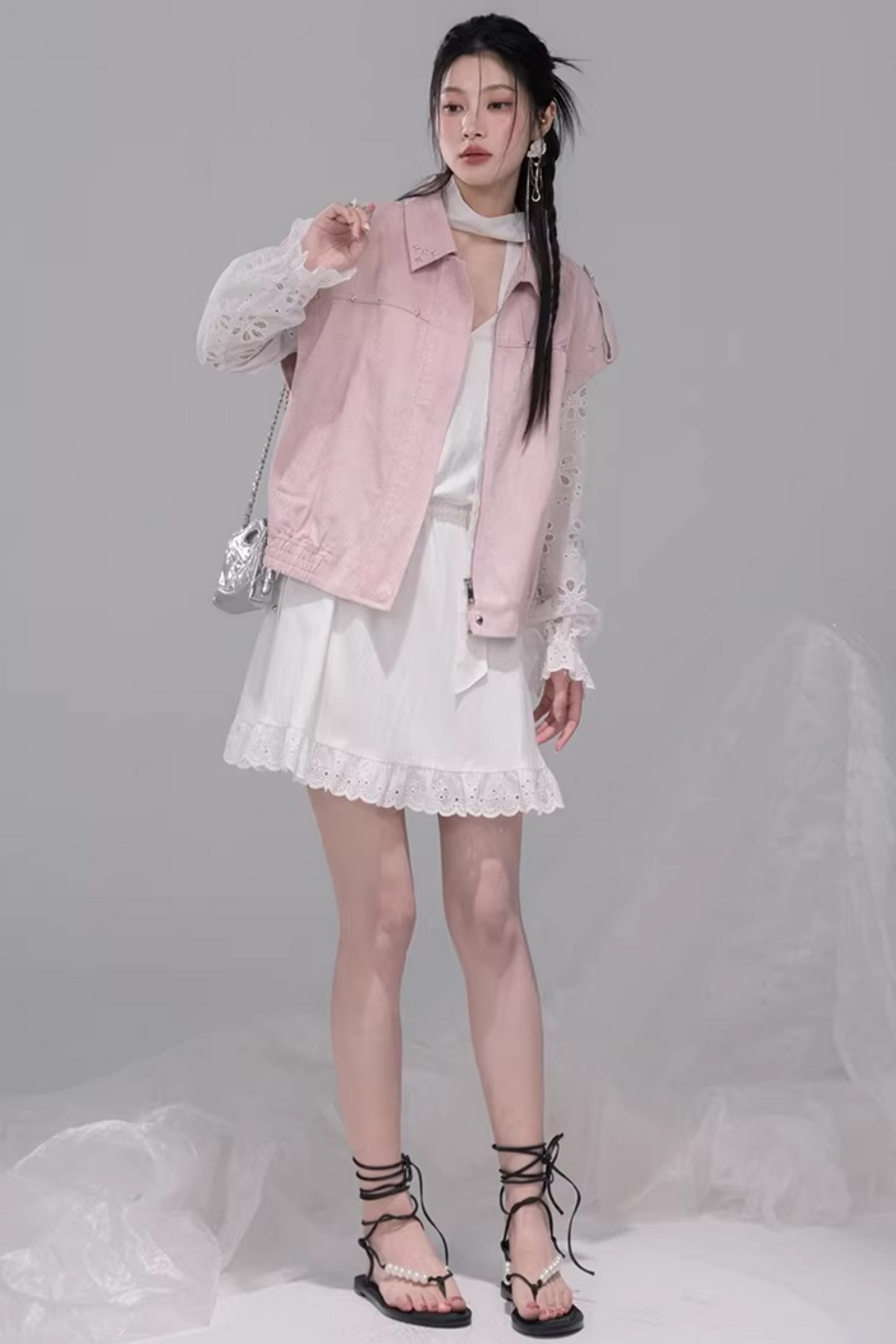 Fog Pink Denim Vest Jacket