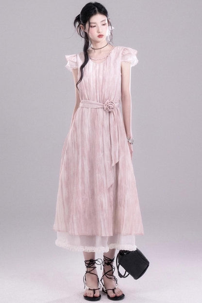 Pleat Detail Sleeve Dress