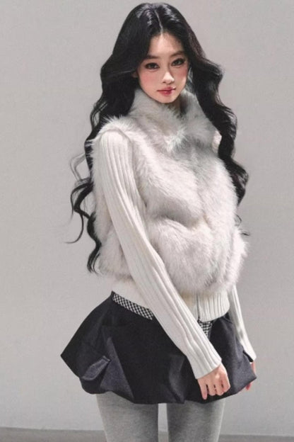 Soft Landing Fur Knit Jacket