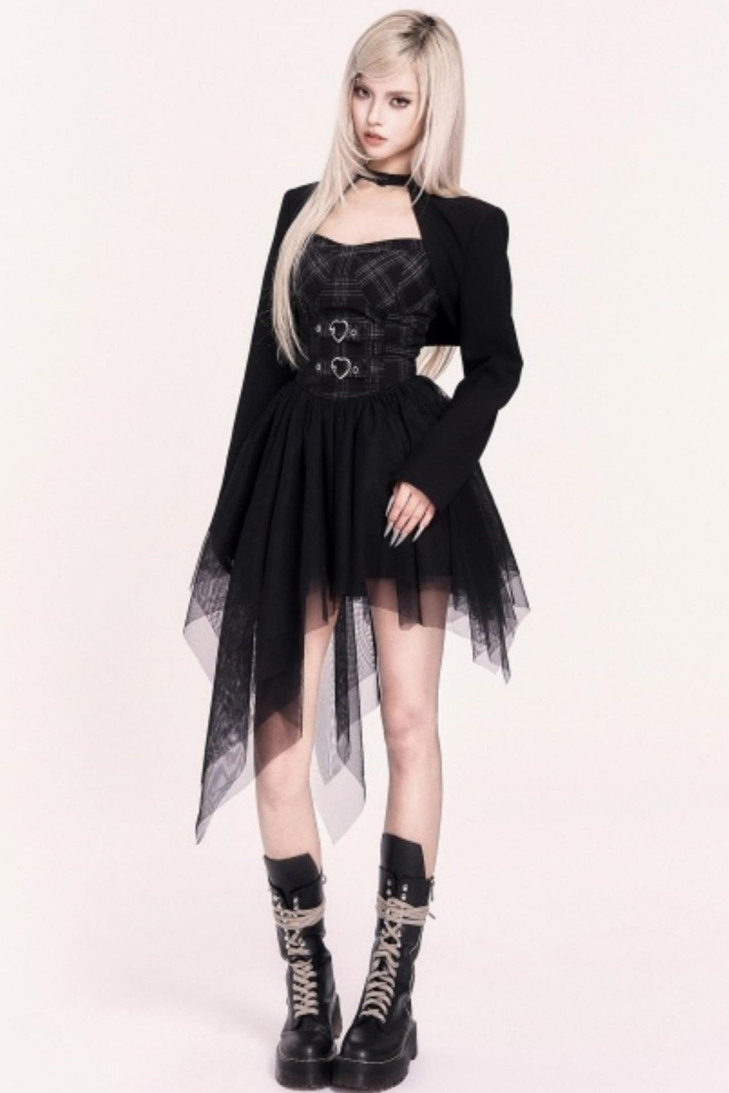 Halloween Irregular Mesh Dress Coat Set-Up