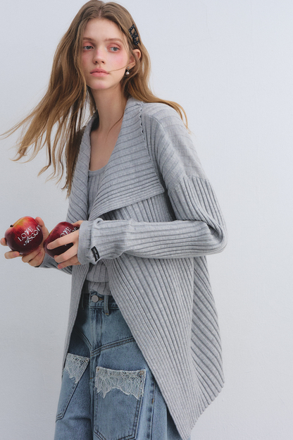 Wool Blend Cardigan Base Top Set