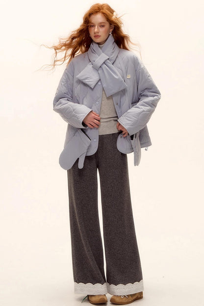 Milk Blue Plaid Cotton Jacket Set