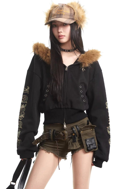 Light Gray Hooded Cardigan Jacket