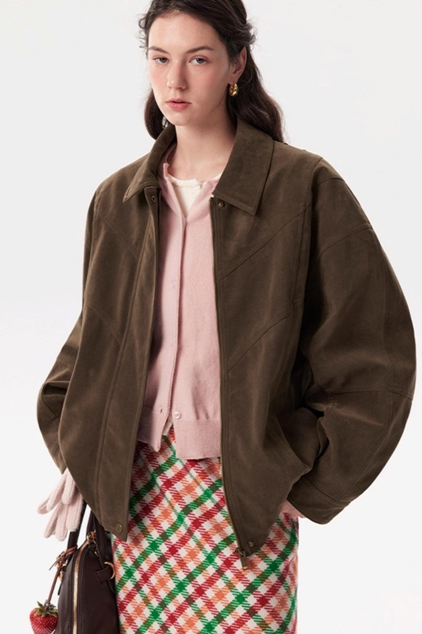 Muffin Cocoa Suede Lapel Jacket