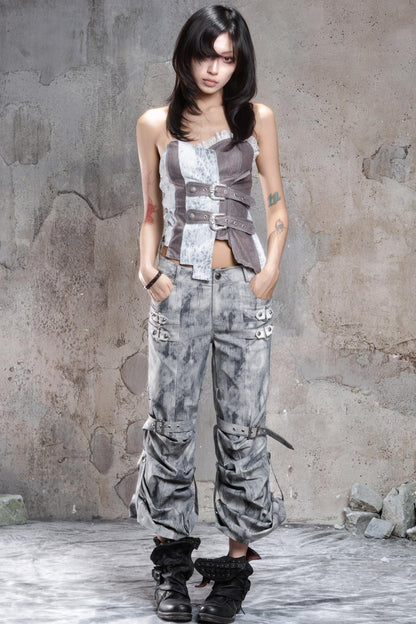 Vintage Distressed Slim Fit Trousers