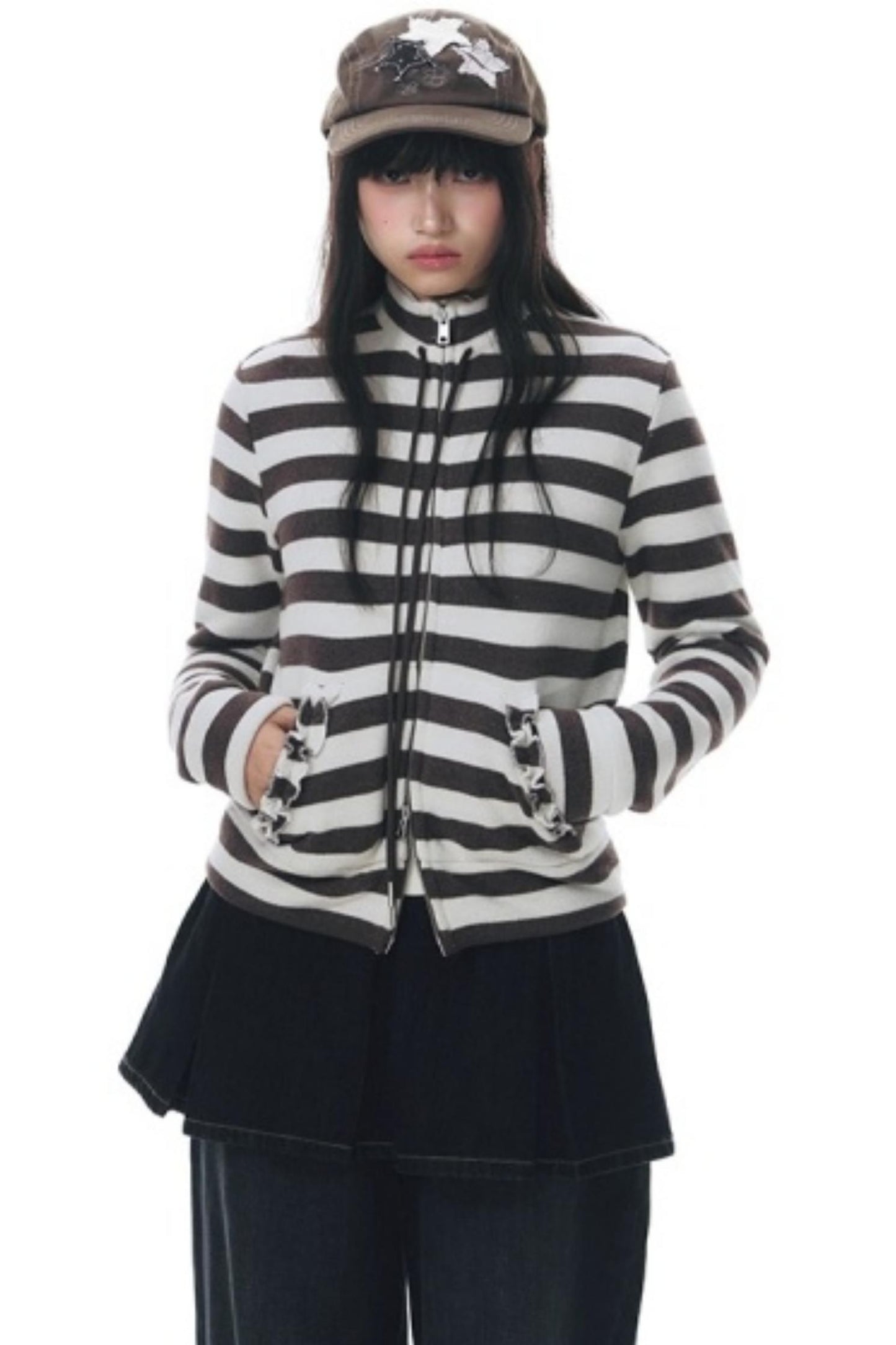 Fake Two-Piece Pleated Skirt Jeans