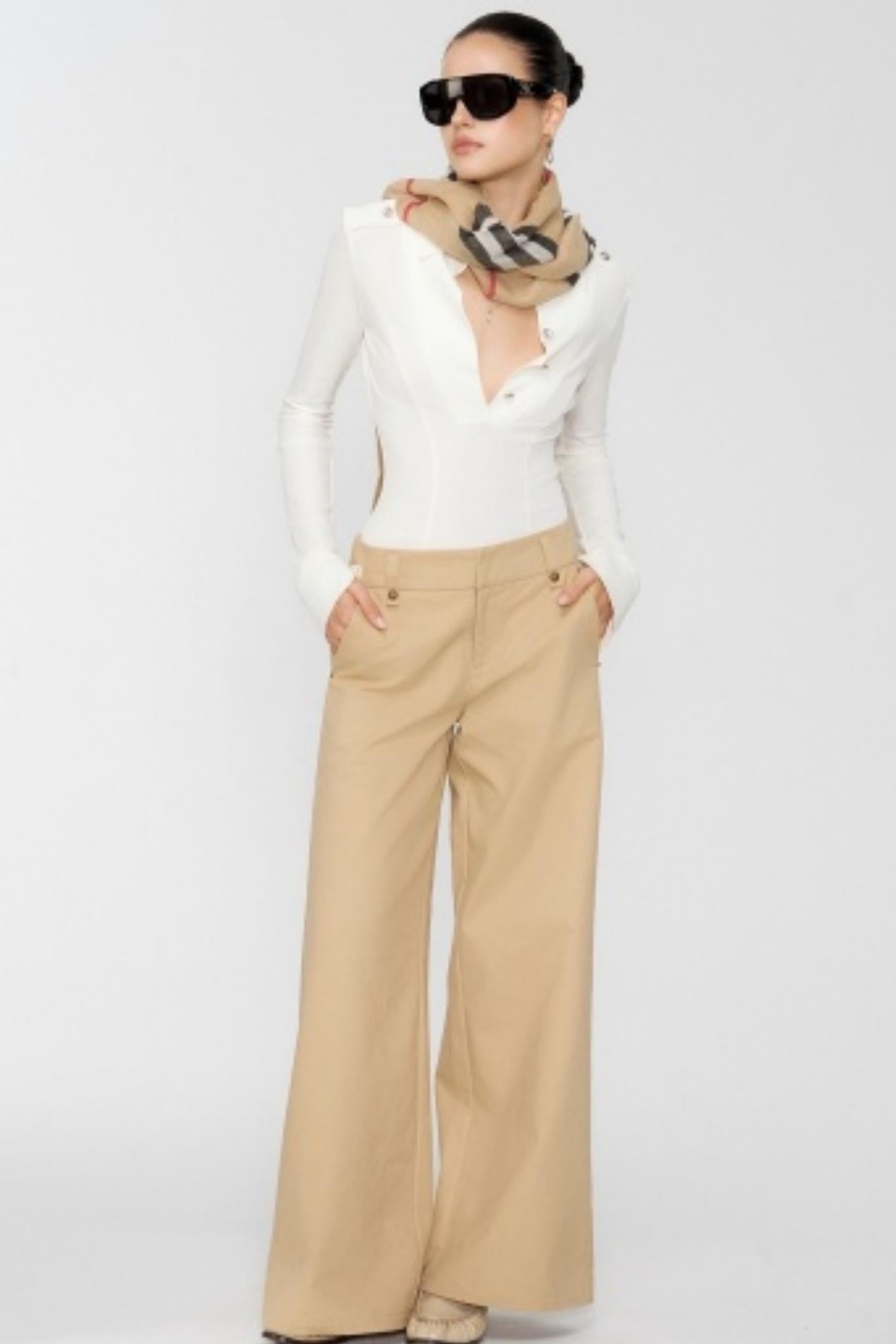 White Workwear Long Sleeve Top