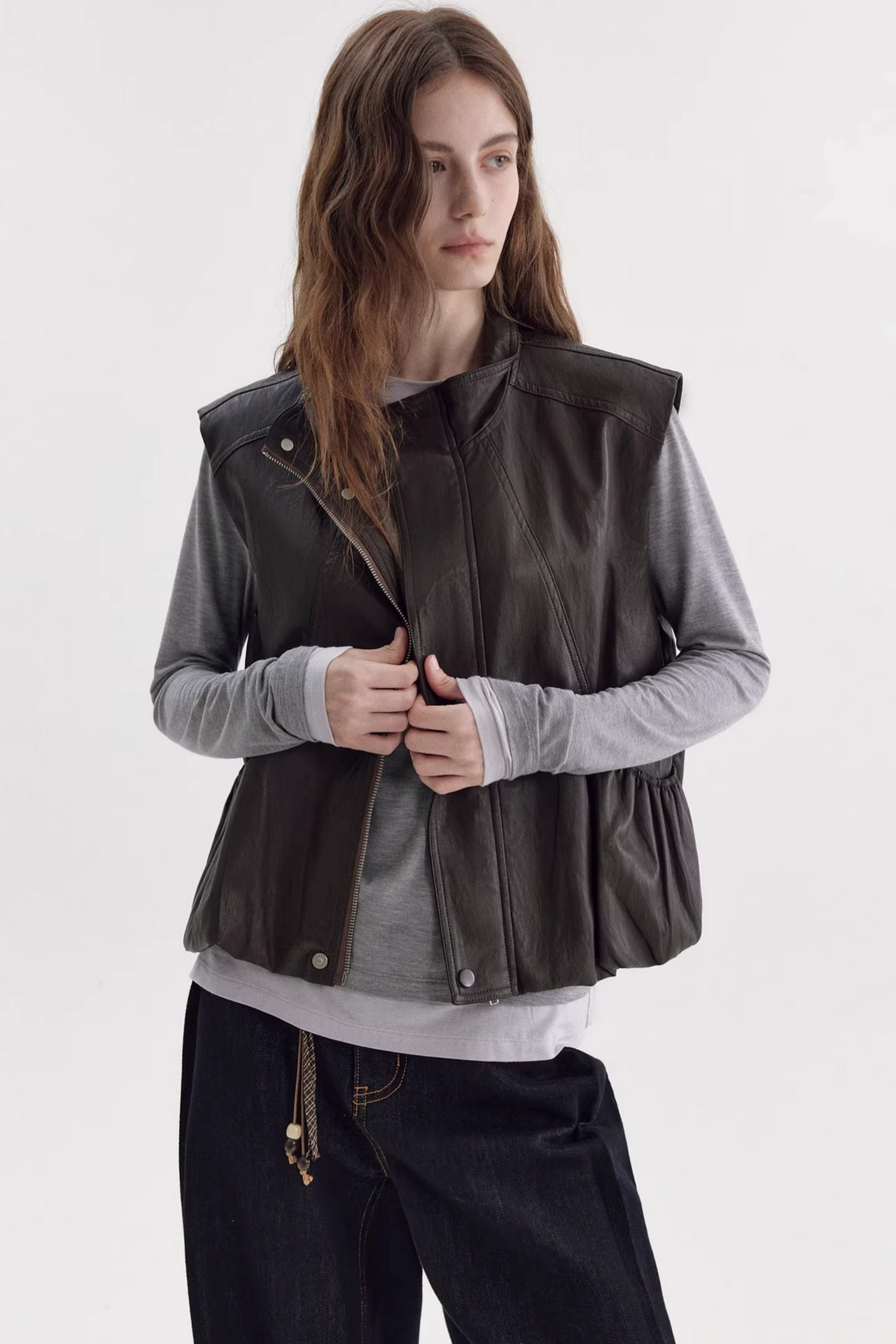 Retro Floral Leather Vest
