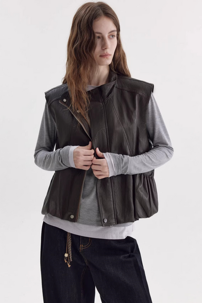 Retro Floral Leather Vest