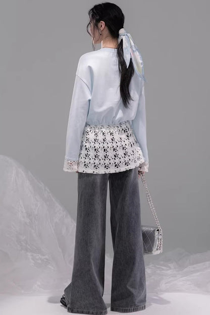 Transparent Patchwork Embroidery T-Shirt